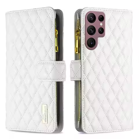 New S24 S23 S22 S21 S20 Fe 5g Zipper Leather Wallet Book Case For Samsung Galaxy S24 Ultra S23 S22 S 24 S21 S20 Plus Luxury