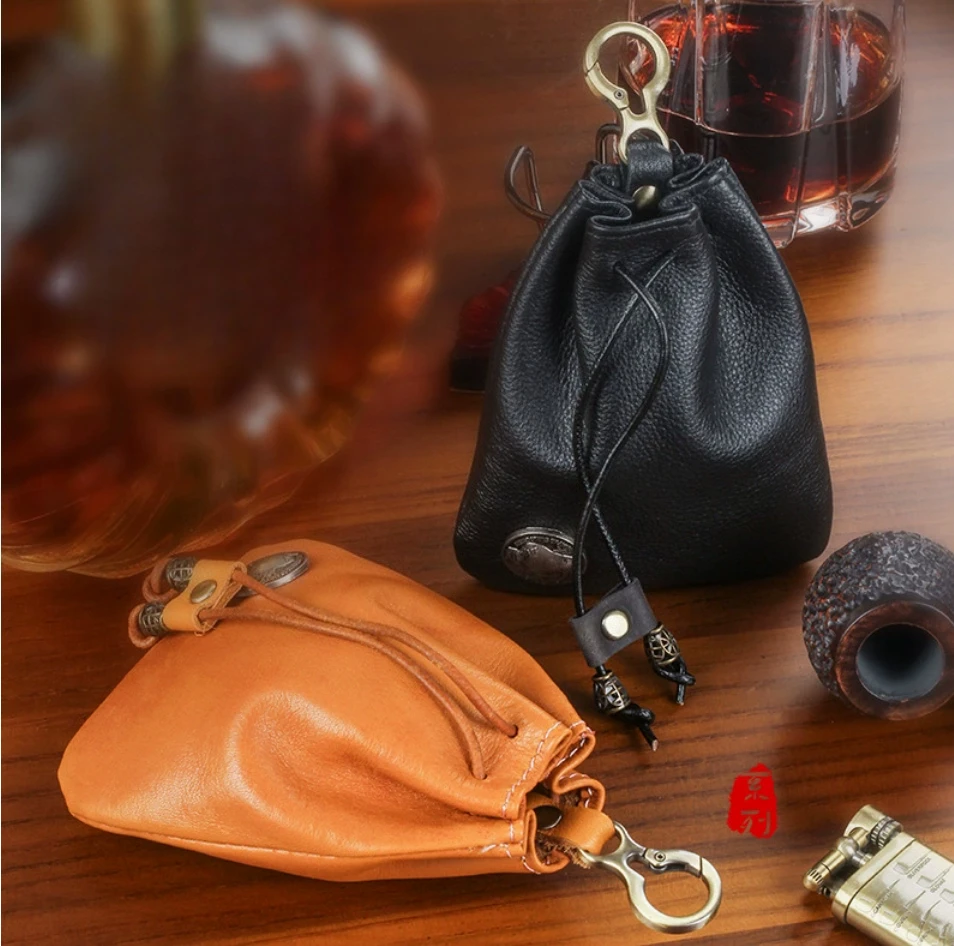 Compact Vintage Drawstring Key Wallet Mini Retro Pouch Change Purse Keychain Medieval Jewelry Storage Bag Housekeeper Use