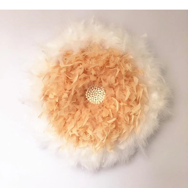 Orange Feather Braided Flowers Wall Ornaments Straw Weaving Crafts Hanging Pictures Aesthetic Room Decor Display Flower Pendants