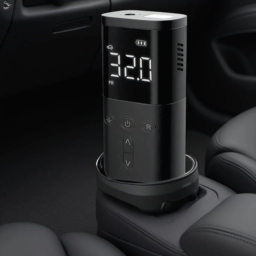 

Cordless Rechargeable Air Compressor - Tire Inflator with LED Light & Power Bank