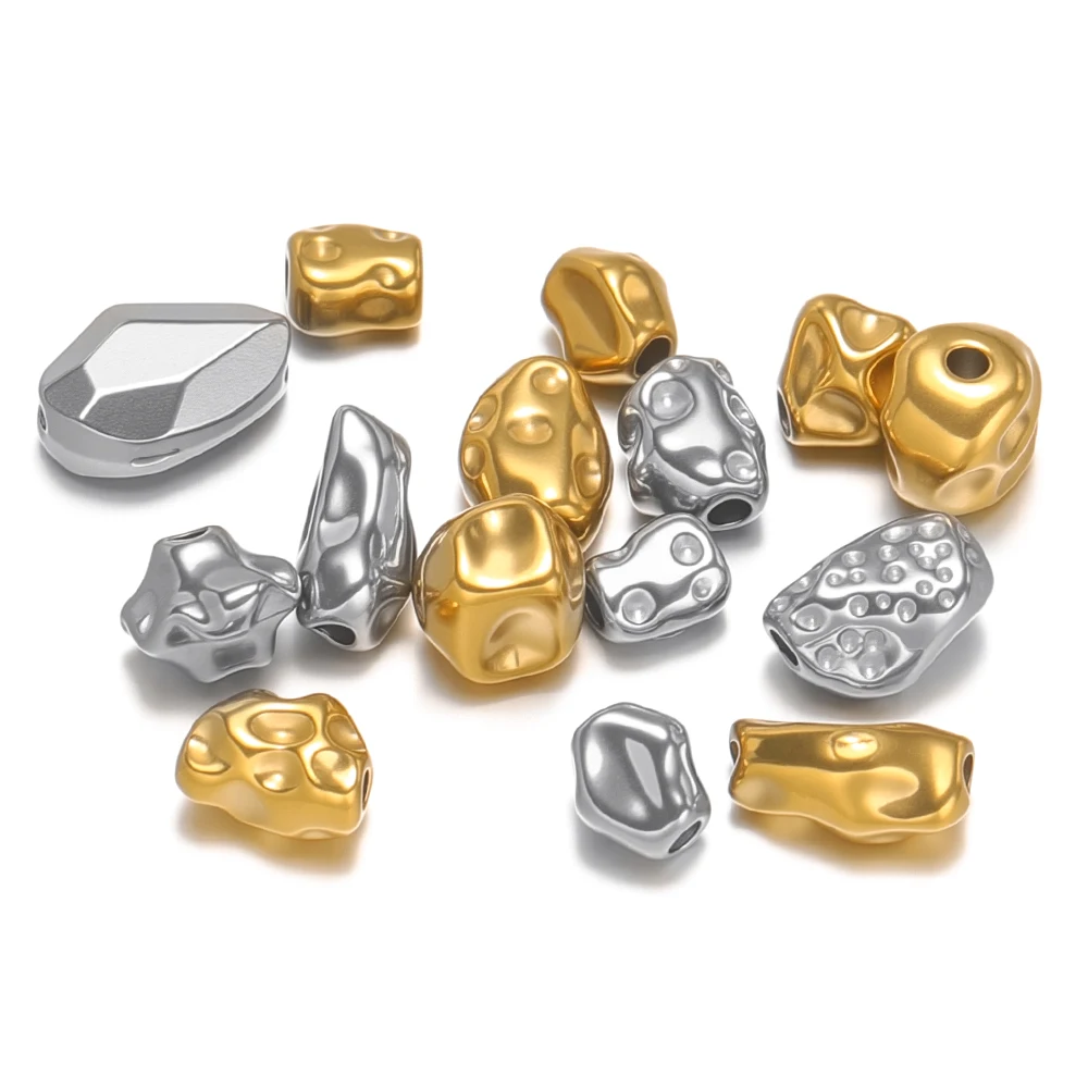 20Pcs Stainless Steel Irregular Bead Rugged Loose Spacer Beads DIY Jewelry Making Bracelet Making Necklace Wholesale Findings image 2