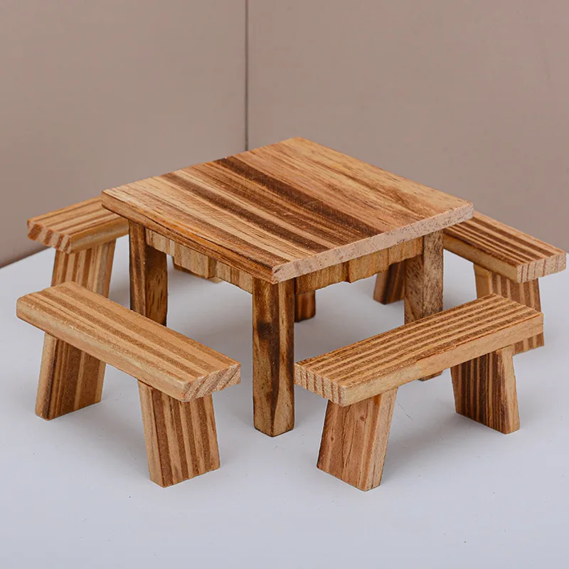 Miniature Eight Immortals Table Dining Table and Chairs, Small Model of Tables in Simulated Catering Stores, Ornaments and Toys