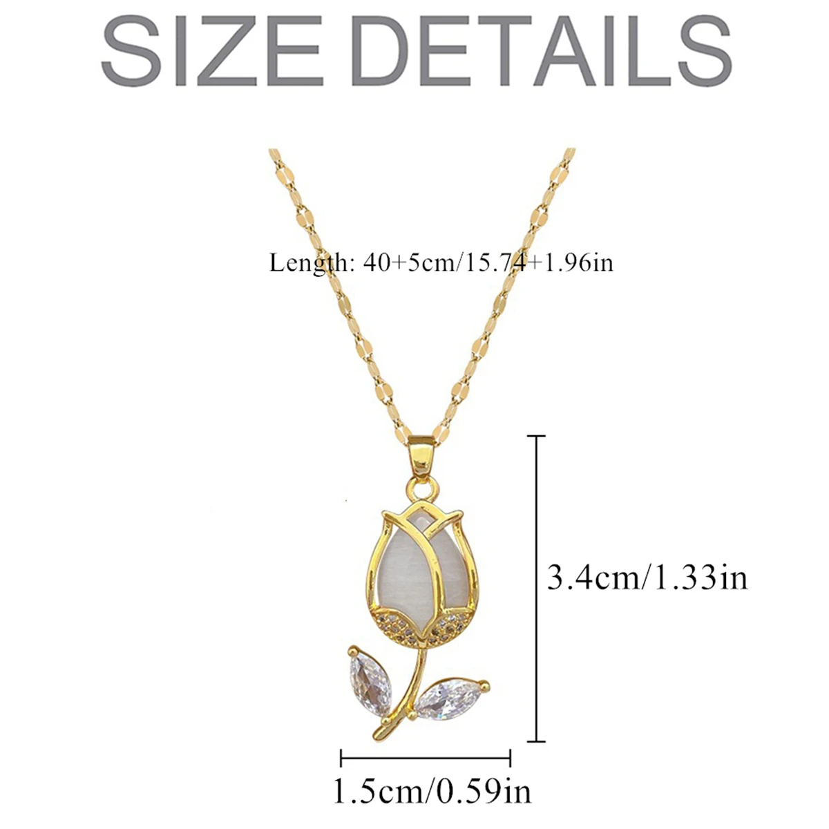 Delicate Elegant Tulip Pendant Princess Necklace Copper Chains for Birthday, Anniversary, and Christmas Gift Jewelry for Women