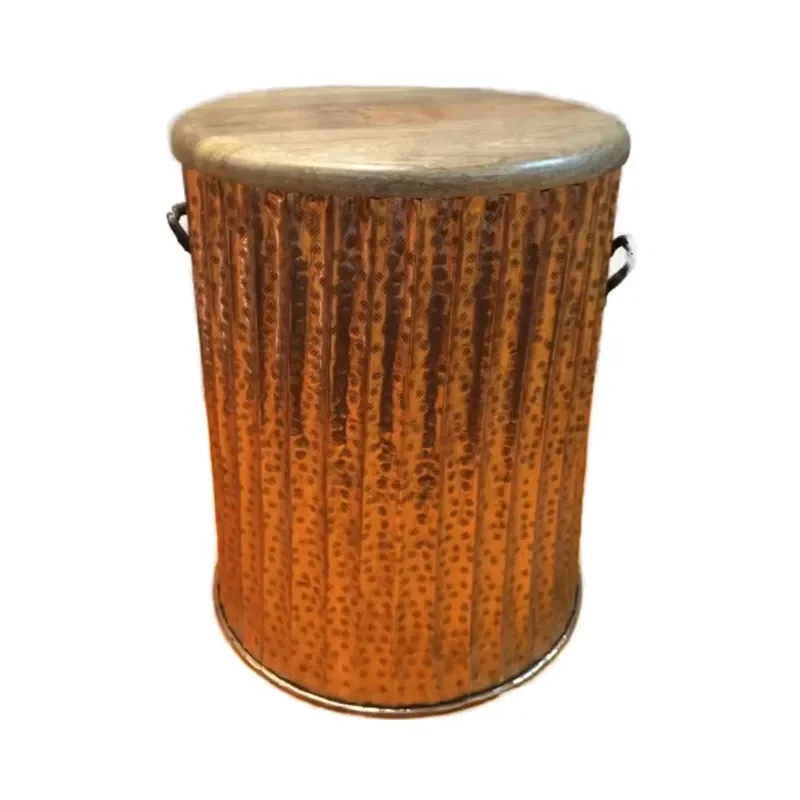 for Modern Iron Metal Drum Stool with Complex Handle Living Room Furniture for Home Decoration