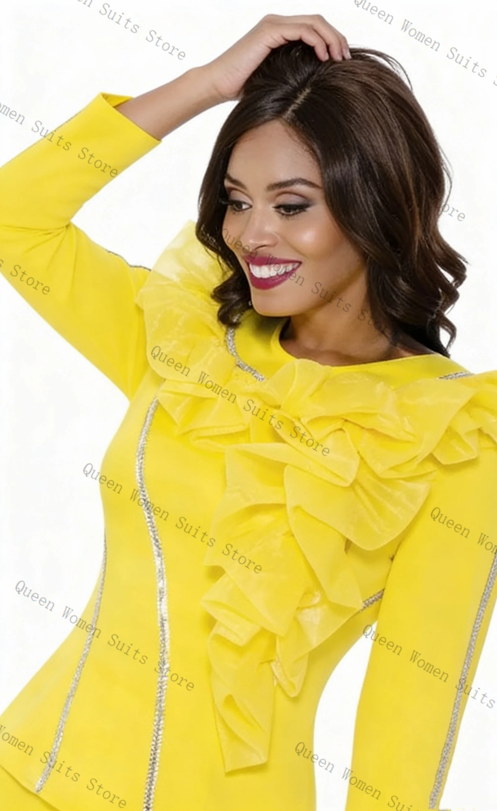 Ensemble tailleur jupe jaune p - Yellow Formal Wear Women avis et prix
