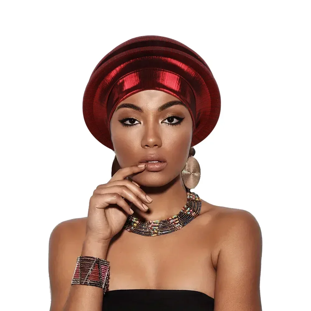 2025 Elegant Spiral Beret for Women African Head Wraps Female Turban Nigeria Headpiece Wedding Party Auto Gele Headties Cap Hat