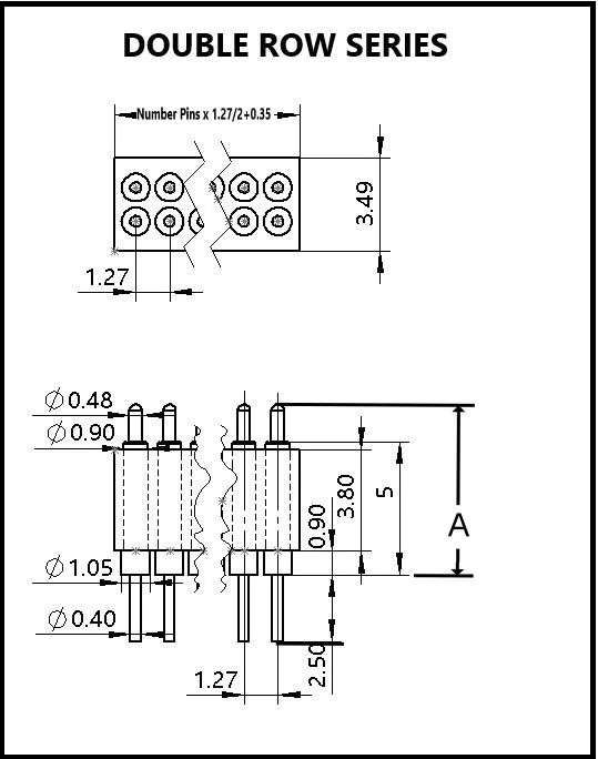 2/10 Stück PogoPin-Stecker, männlich, 1,27 mm Rastermaß, federbelastet, 2 4 5 6 8Pin weiblich, zweireihig, 10 P DIP, Durchgangslöcher, PCB, vergoldet – Detail 2
