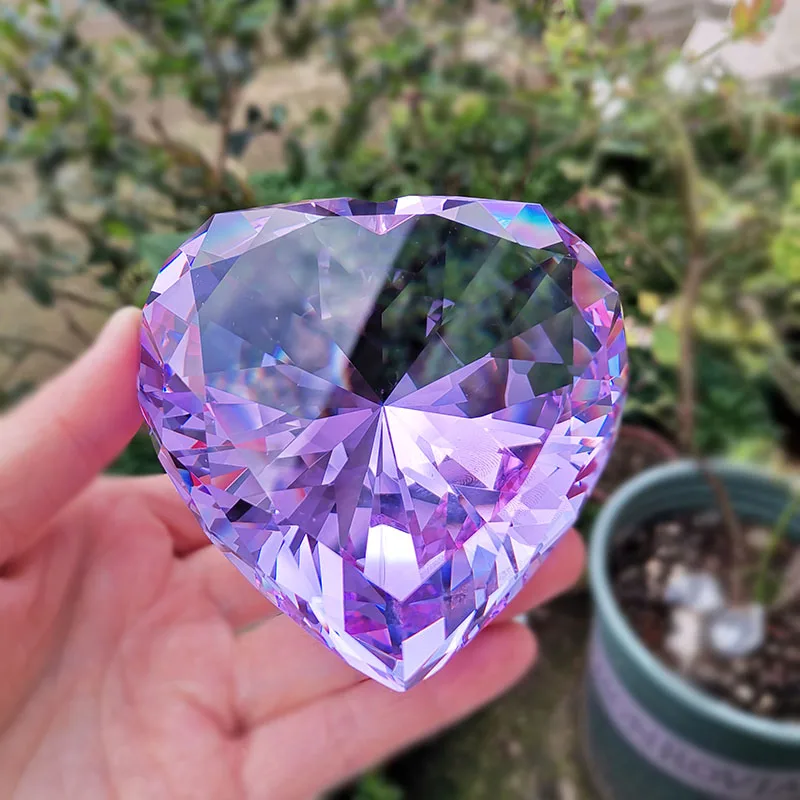 

90mm Crystal Diamond Ornaments Heart Shape Glass Paperweight Home Wedding Decoration Figurine Artificial Diamonds Gifts Souvenir