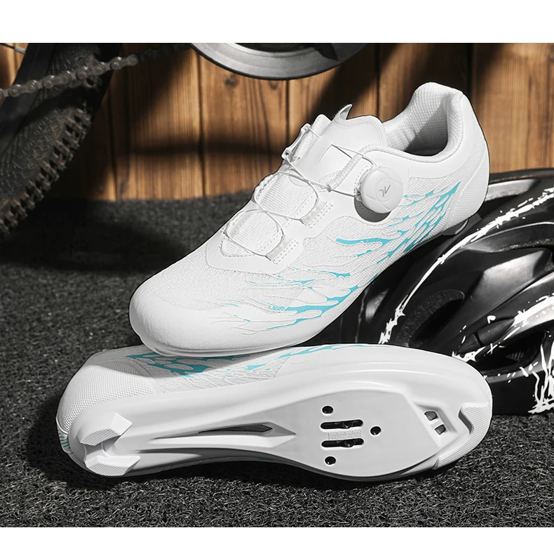 Herren Rennradschuhe mit Fluoreszenzeffekt, atmungsaktiv, selbstsichernde Cleats, rutschfest, Damen Fahrradschuhe, SPD Cleats, Renn-Sneaker – Detail 9