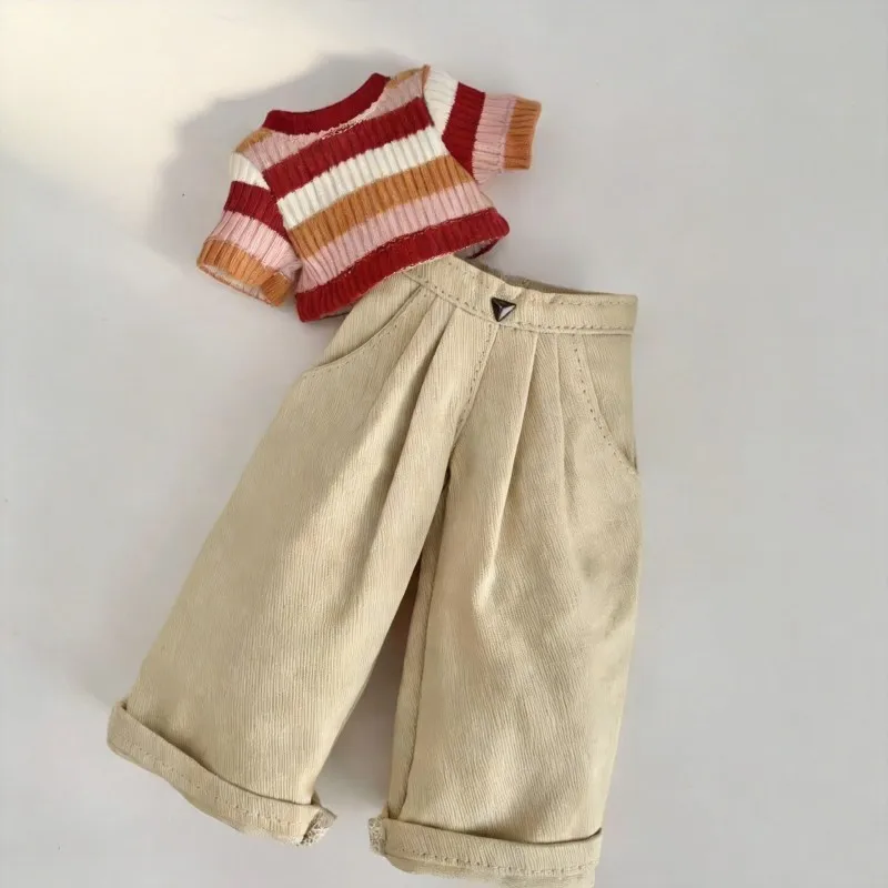 

1/6 30cm BJD Doll Clothes Sexy Y2K Style Wide-leg Pants+Crop T-shirt+Knit Sweater Handmade Outfit for BJD Doll Accessories