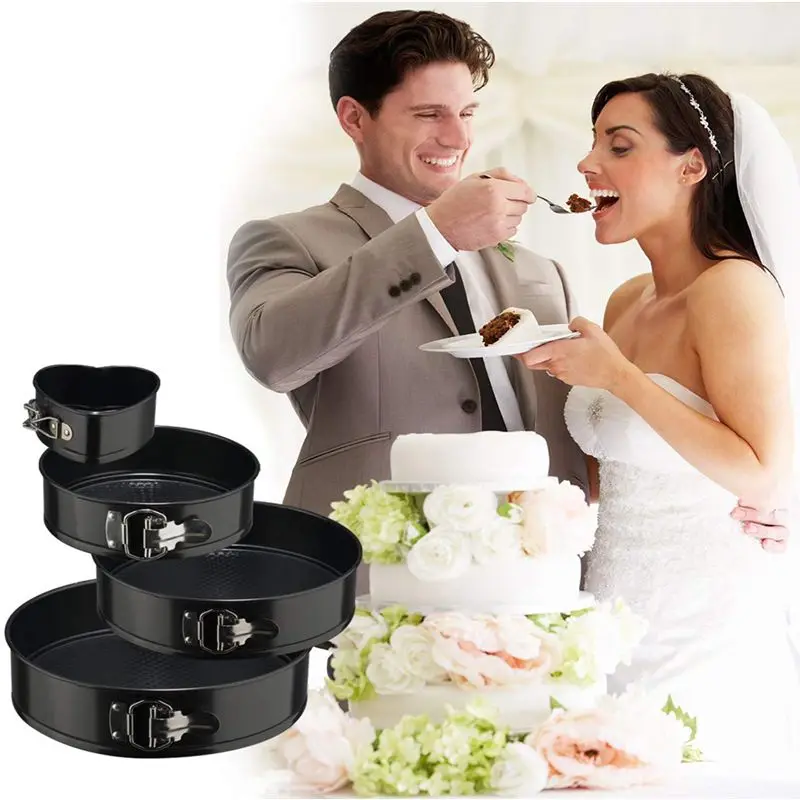 4Pcs non-stick spring cake pan set for round and heart cake molds