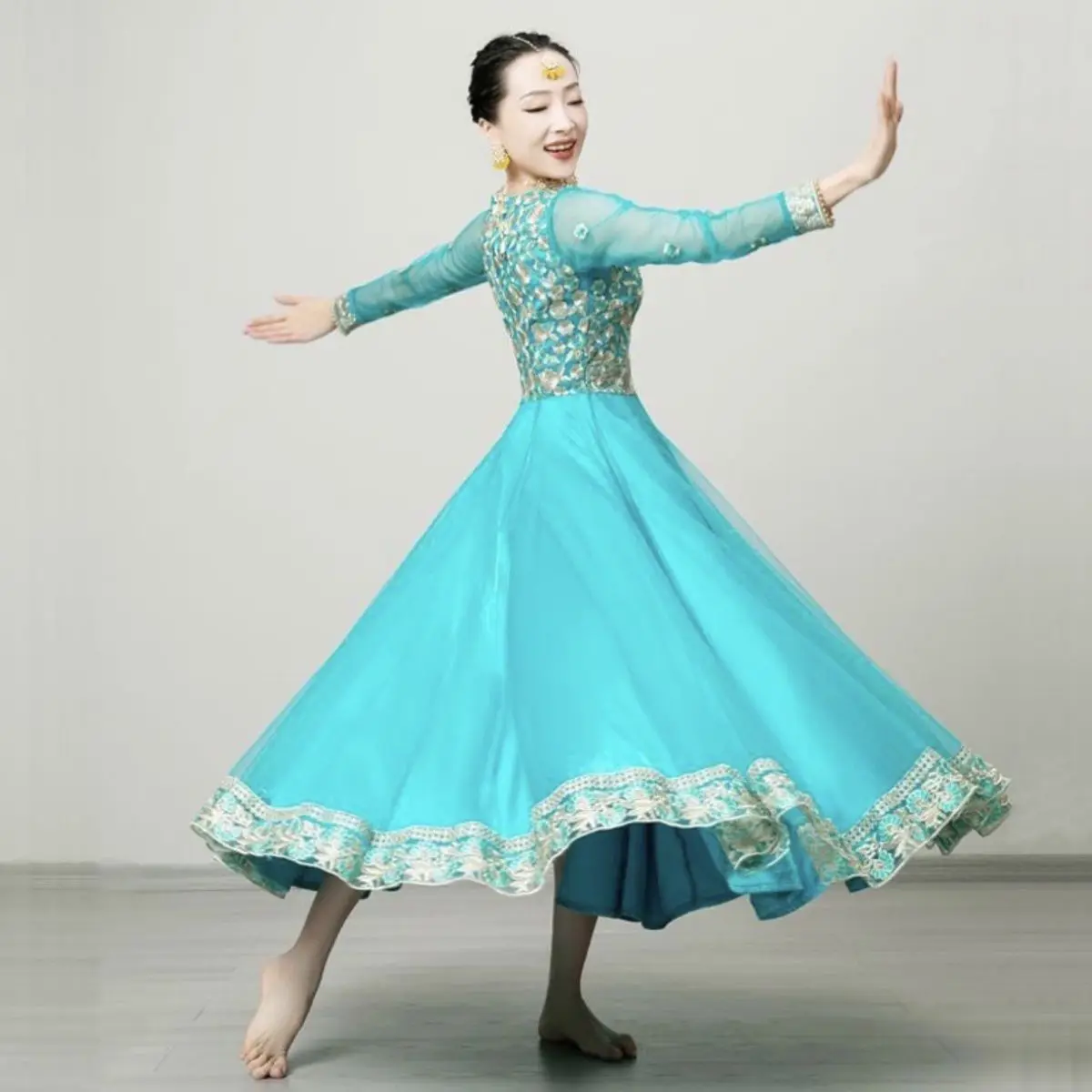 A6980 Dance Exotic Style Dress Performance Xinjiang Ethnic Grand Display New Long Indian Dance