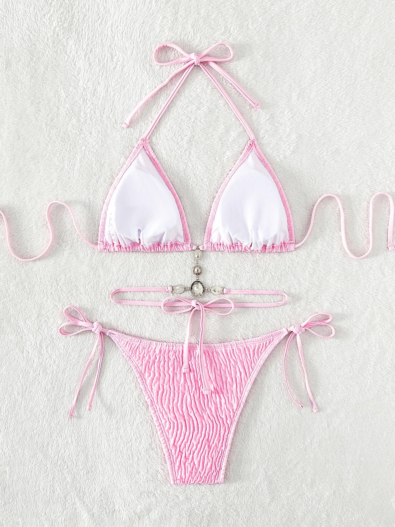 Costume da bagno donna bikini rugoso con strass con diamanti Costume da bagno donna solido costume da bagno bikini a due pezzi costume da bagno costume da bagno