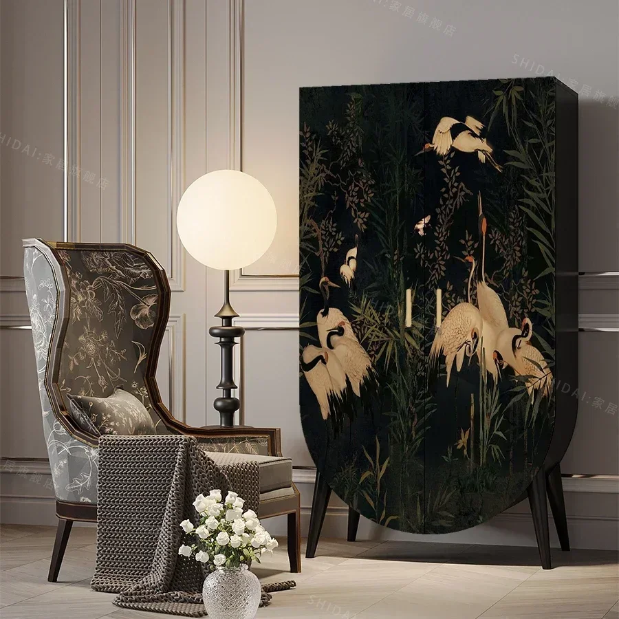 

French Storage Wardrobe Bedroom and Household All-in-One Cabinet Solid Wood Multi-Functional Cloakroom Storage Cabinet