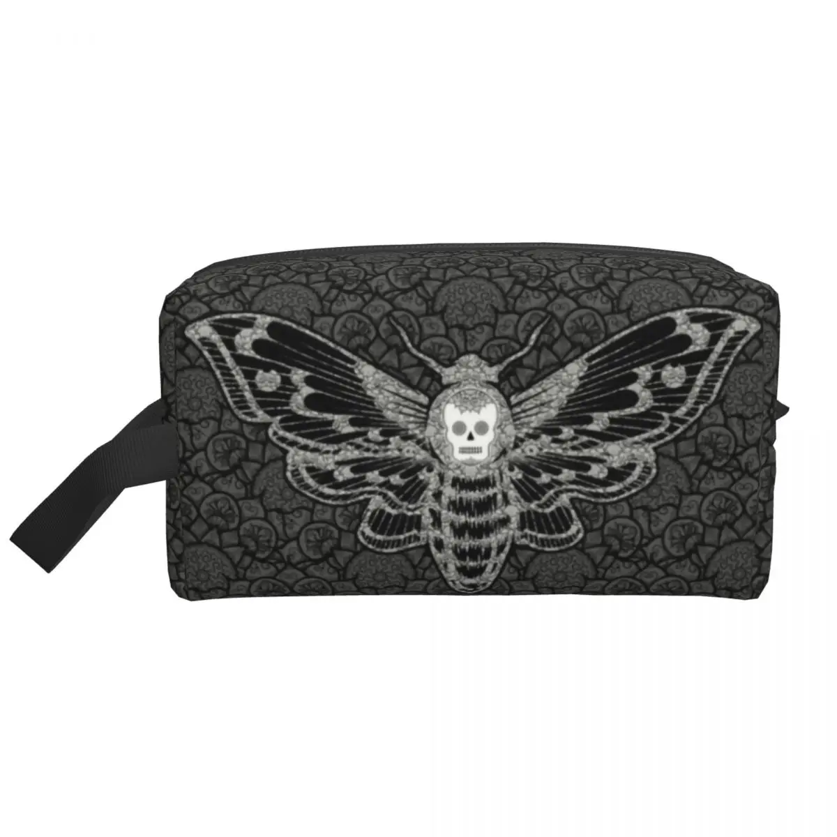 Kawaii Gothic Death Head Skull Travel Toiletry Bag for Women Moth With Mandala Cosmetic Makeup Bag Beauty Storage Dopp Kit