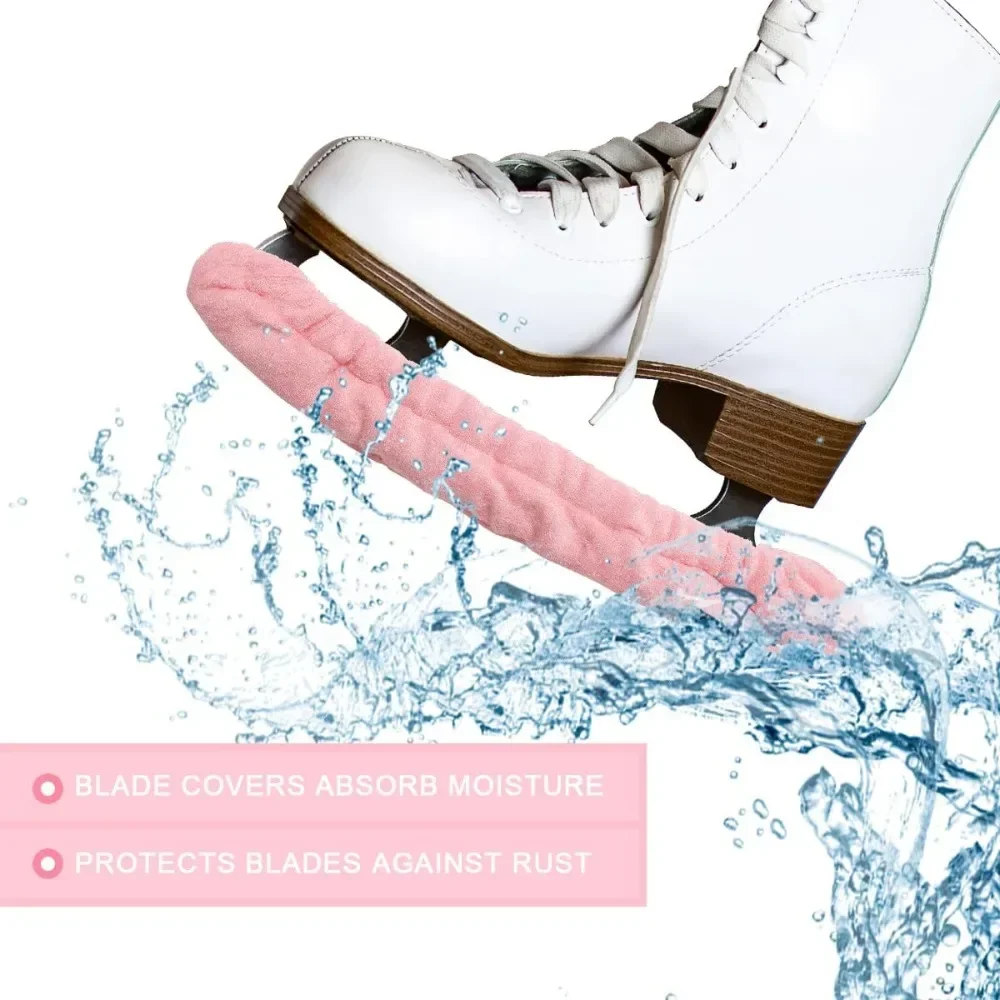 Ice Skate Boot Towel Covers, Terry Cloth Skate Guards, Absorbent Anti-Scratch Ice Skating Blade Covers for Figure Skates