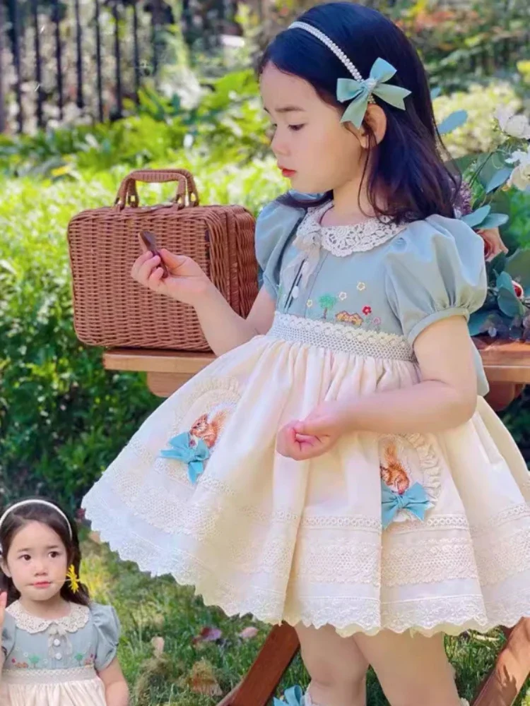 

Handmade Little Squirrel Summer New Princess Dress Spanish Kids Boutique Dress Flower Girls Dress Festival Girls costume