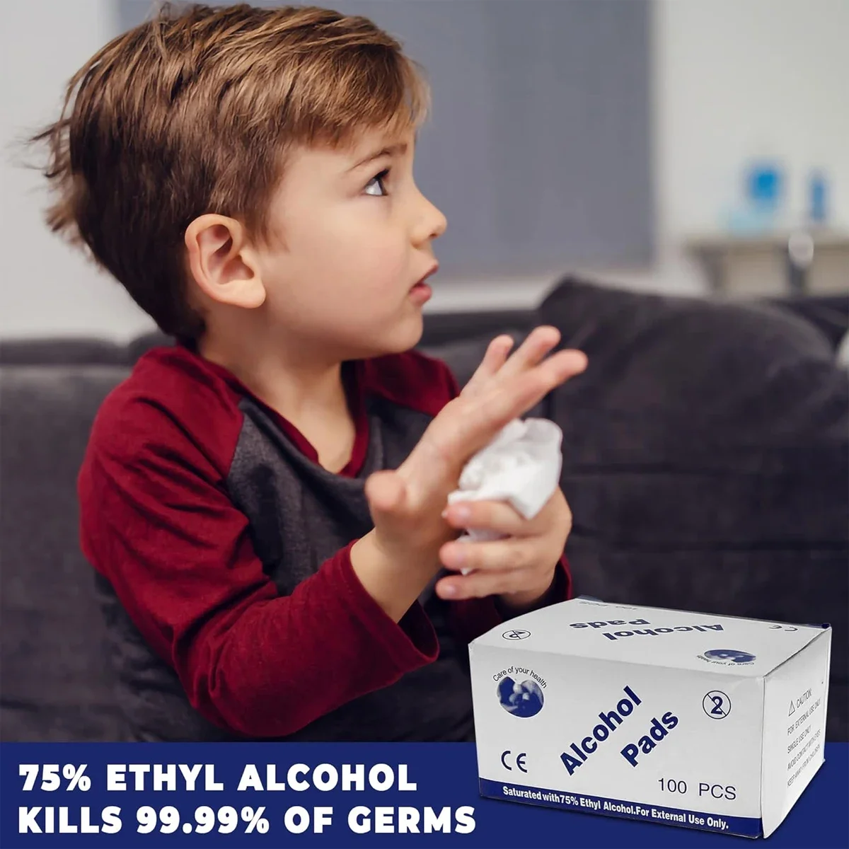 وسادات قطنية كحولية يمكن التخلص منها ومريحة لتنظيف شاشات الهاتف المحمول والتطهير والعناية بالجروح وممسحة الكحول