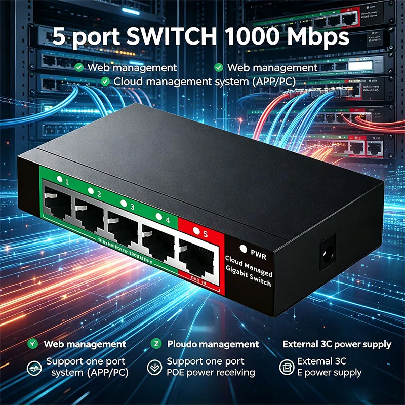 -5-port-1000mbps-cloud-managed-gigabit-switch-web-app-control-1-port-poe-powered-external-for-small-network-home-office-gs105