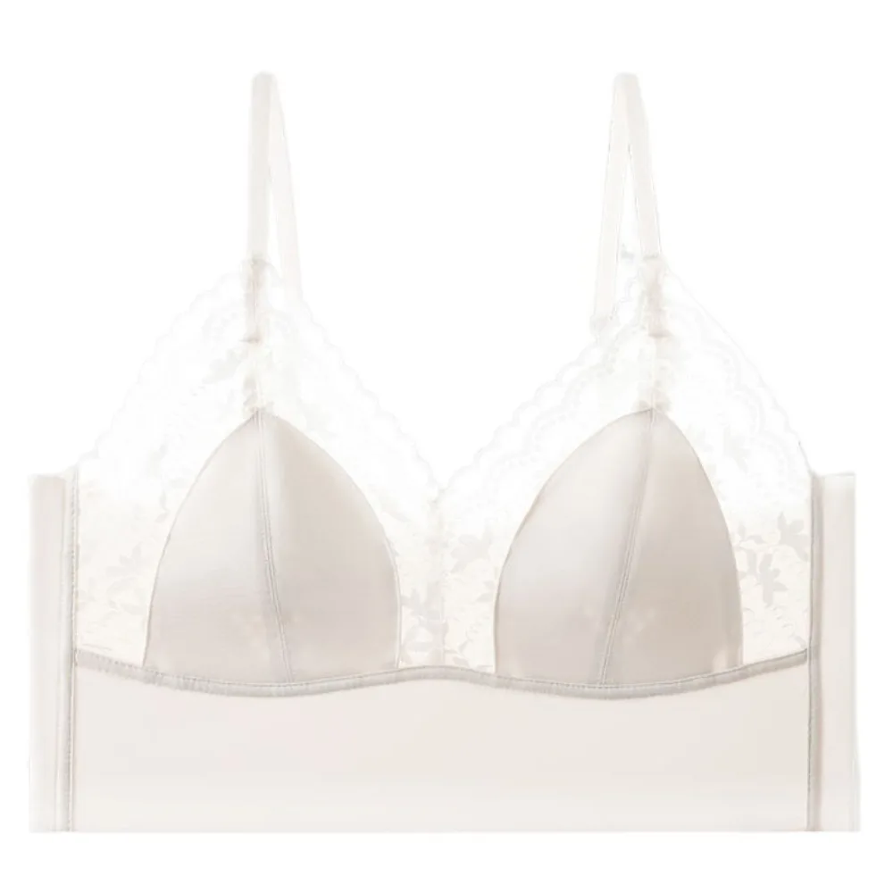 

Fashion Thin Lace Seamless Bra Mesh Flower Shockproof Wireless Bras Anti-sagging Deep V Underwear for Women Gifts