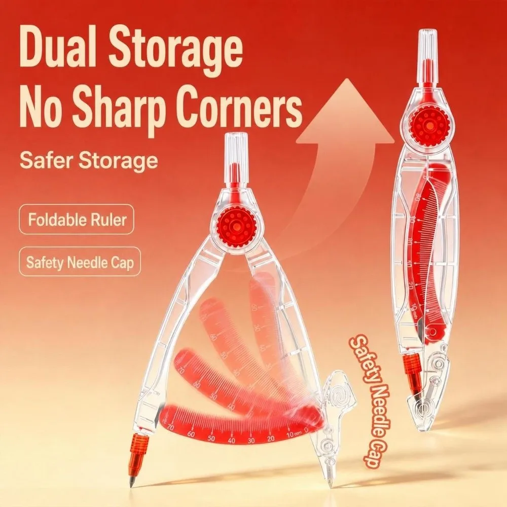 Digital Display Compass Lock-Distance with Replacement Pencil Leads Drawing Compass Safe No Metal Geometry Compass School Office