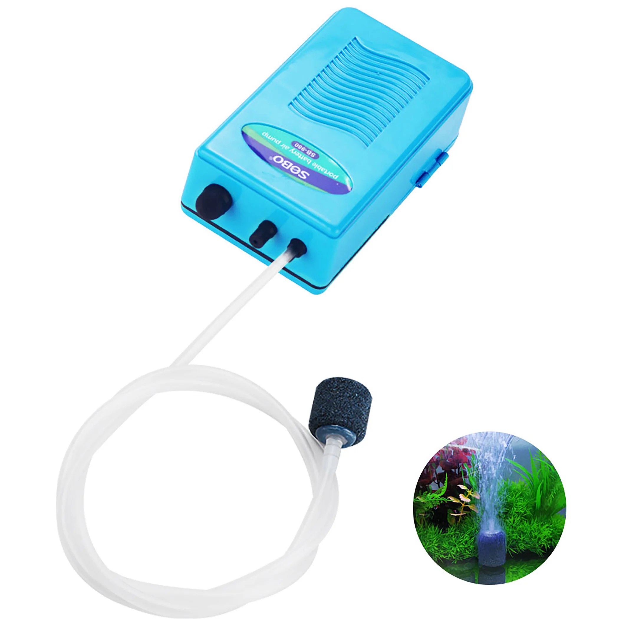 Portable Aquarium Air Pumps Dry Battery Powered Fish Tank Oxygen Bubbler with Air Stones Tube Airflow Aerator Compressor - SB