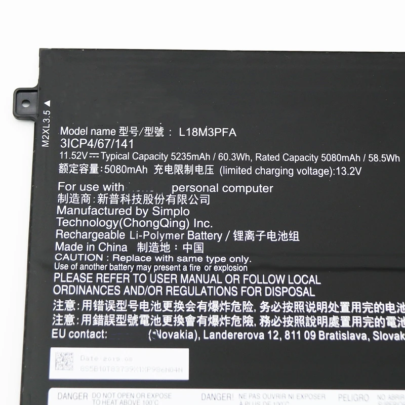 New L18M3PFA L18D3PF2 SB10W67375 5B10T83739 5B10W67258 5B10T83740 5B10W67402 Laptop Battery For Lenovo Yoga C740-15IML 81TD