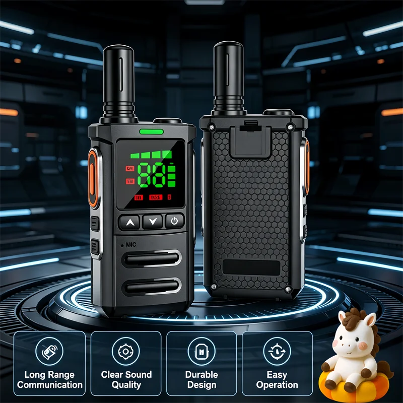 Mini Walkie Talkies Long Range LCD Display Two Way Radio CTCSS DCS Rechargeable 16CH Handheld for Kids Adults Camping Hiking VOX