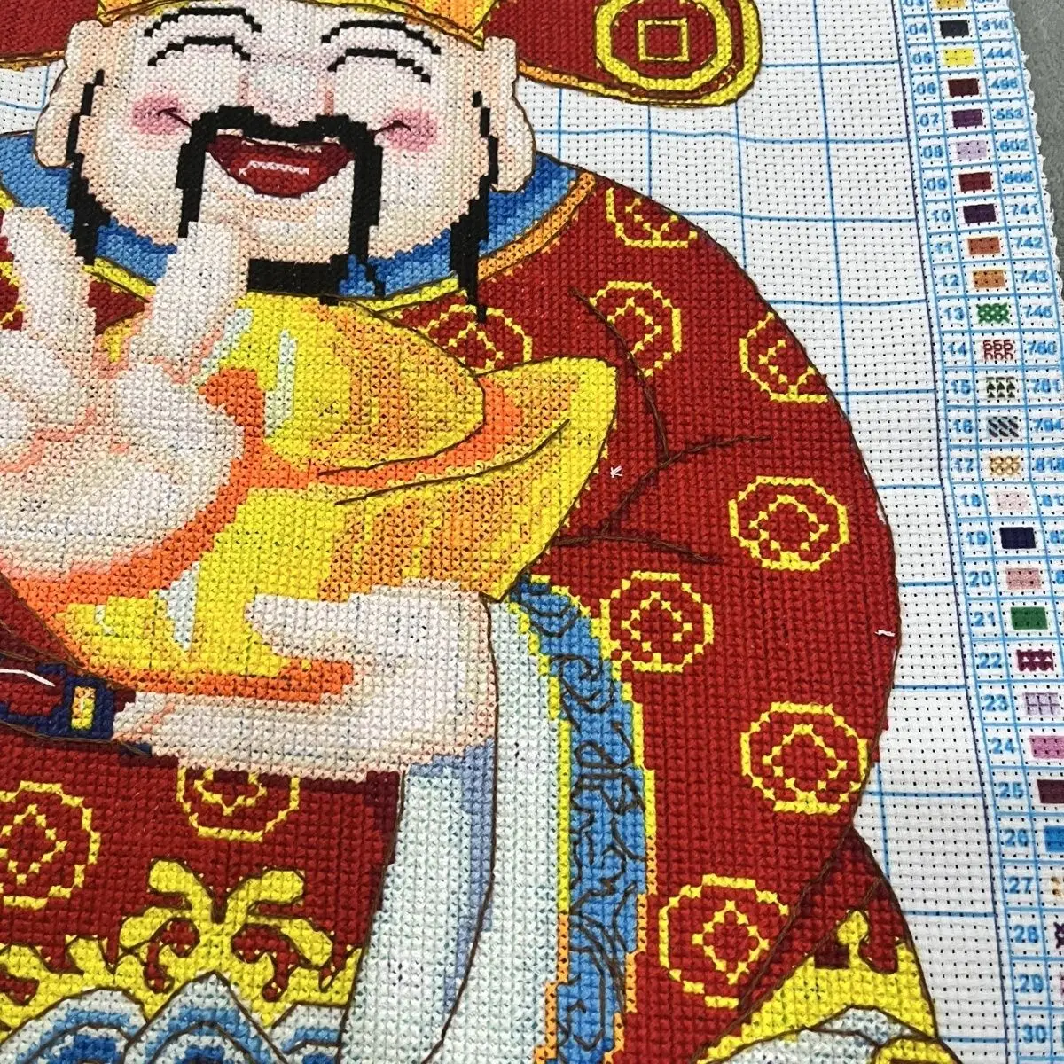 Pure handmade cross stitch product, God of Wealth, Wealth Treasure, Congratulations on the opening of the office and storefront