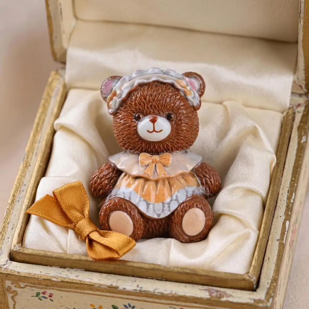 Mini Cartoon Bear Figurine Tiny Resin Bear Figures with Dress Cute Cake Toppers Dollhouse Fairy Garden Micro Landscape Decor 97