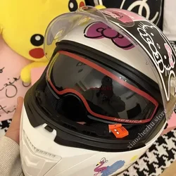 New Sanrio Hello Kitty Motorcycle Helmet Full Face Racing Helmets Offroad Motorcycle Helmet Motorbike Kawaii Helmets Gift