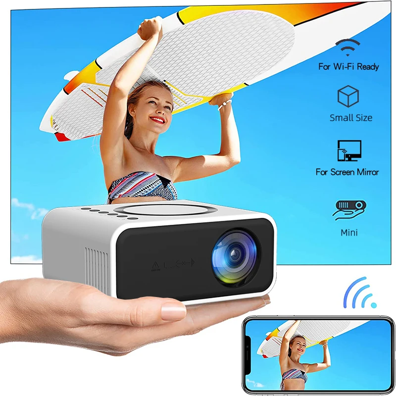 Home high-definition projector YT300. Easy to carry. Mobile cinema. Outdoor use. Used for home theaters. Pocket projector.
