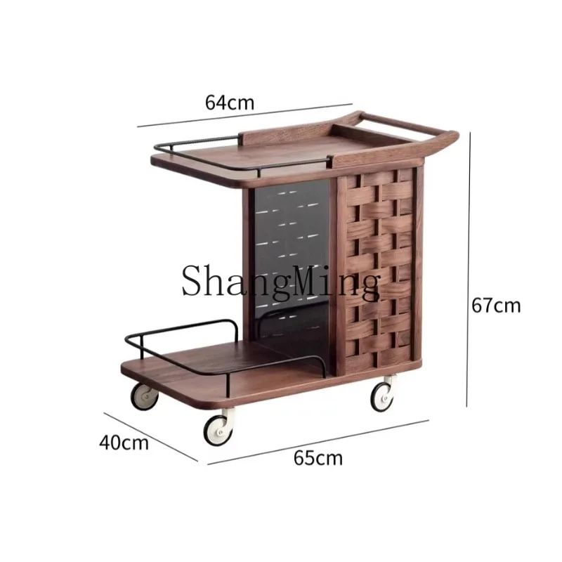 

CL light luxury solid wood movable storage restaurant trolley wine cabinet balcony bed sofa side tea side table