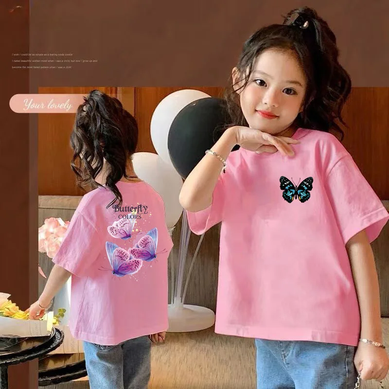 

Aimi Lakana Girls Butterfly Graphic T-shirt Short Sleeve Fashion Top Printed Clothes for Girls
