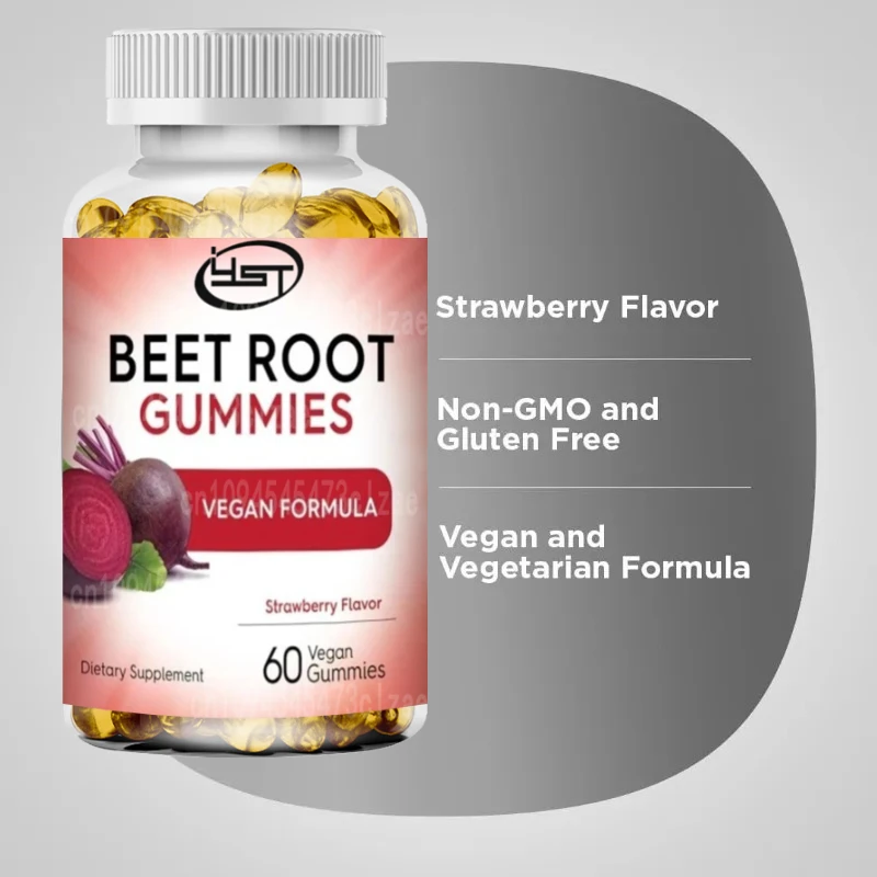 

Beetroot Gummies Contain Vitamin C and Black Pepper -60 Strawberry Flavored Vegan Gummies