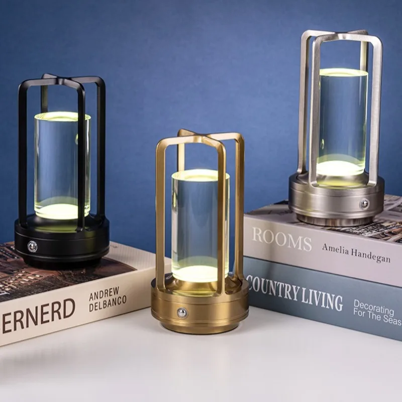 Vintage Touch Control LED Table Lamp USB Rechargeable Ambient Mood Light for Home Decor Bedroom Nightlight Bar and Camping