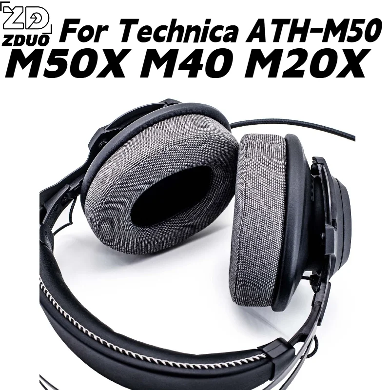 For Audio Technica ATH-M50 M50X M40 M20X Headphones, Replacement Linen Ash Memory Foam Ear Cushions, Comfort Earmuff Repair