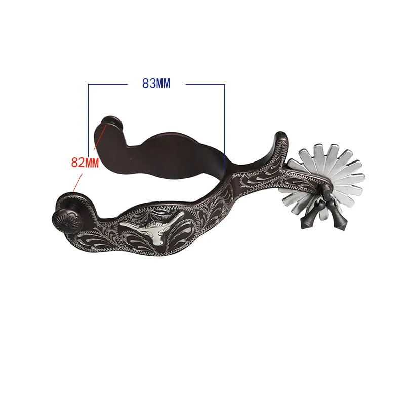 Tiefa Bronze Western-style Spurs Inlaid with German Silver Decorative Panels, Hand-carved Denim Spurs Men's [SP5107]