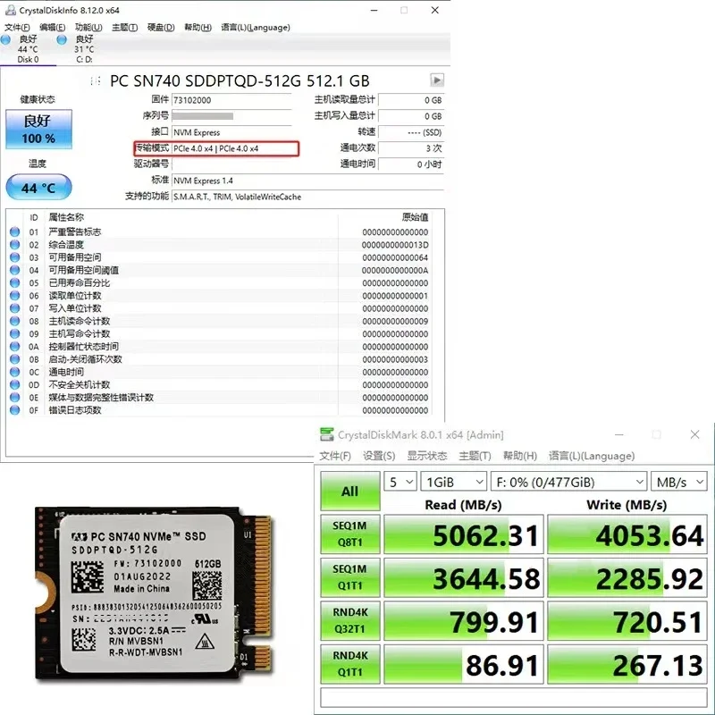 SN740 1TB M.2 SSD 2230 NVMe PCIe Gen 4x4 SSD สําหรับ Microsoft Surface ProX Surface แล็ปท็อป 3 Steam Deck