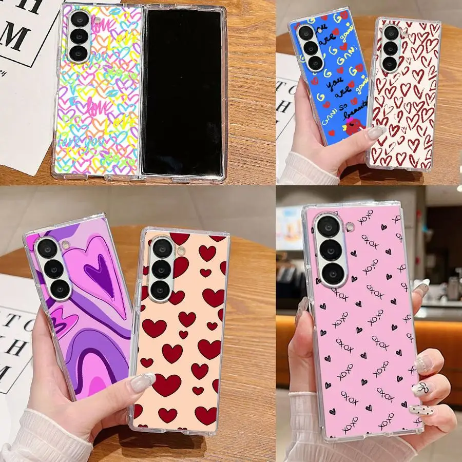I Love U Heart Transparent Soft Phone Cover Case for Samsung Galaxy Z Fold 8 Ultra ZFold6 ZFold4 ZFold7 Z Fold 7 6 5 4 3 ZFold5