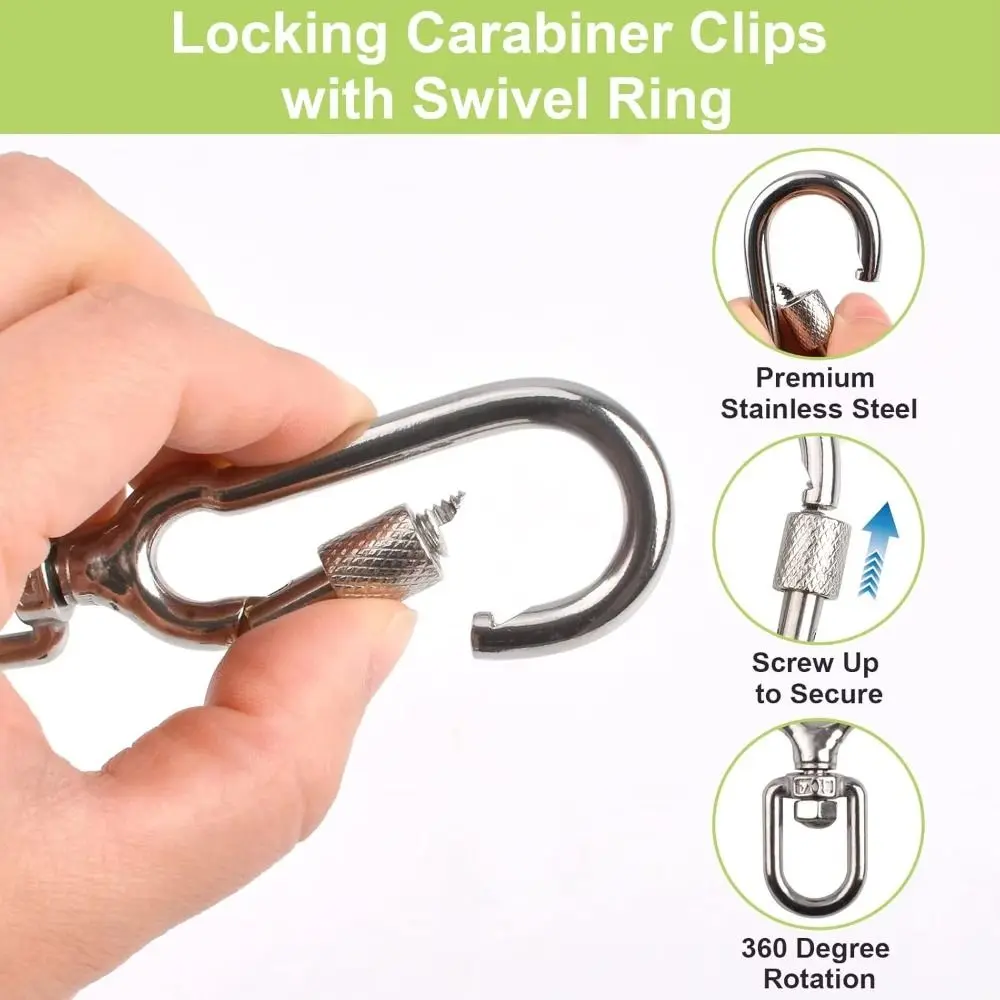 

2Pcs 304 Stainless Steel Dog Leading Carabiner Clip Multipurpose Heavy Duty Dog Leashes Clasp Quick Release Snap Hooks