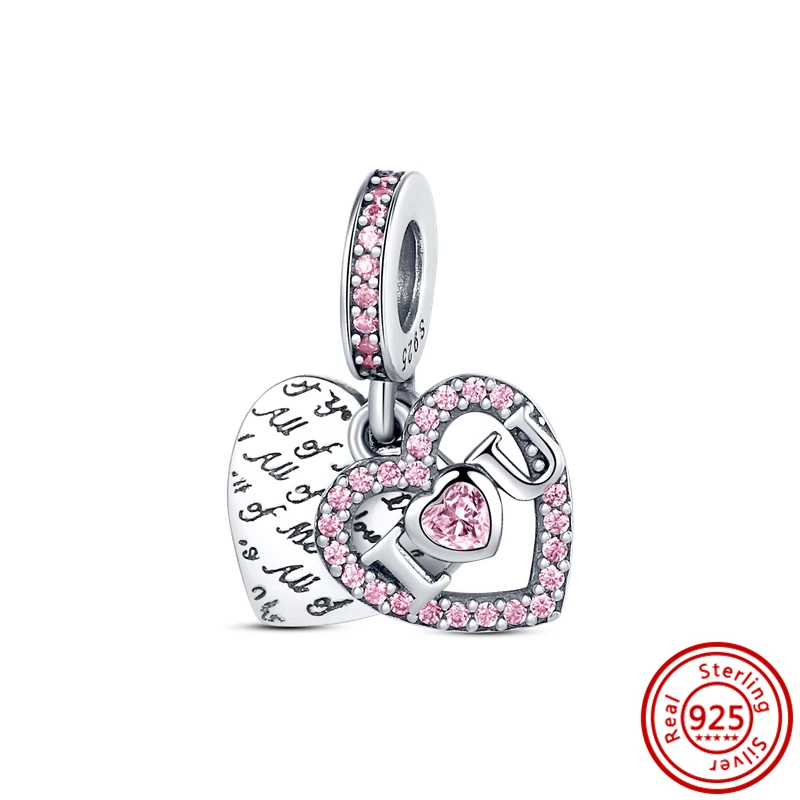 92 Styles Pink Series 925 Sterling Silver Butterfly Flowers Heart Love Mom Sweet Dangle Charm Beads Fit Pandora 925 Bracelet DIY