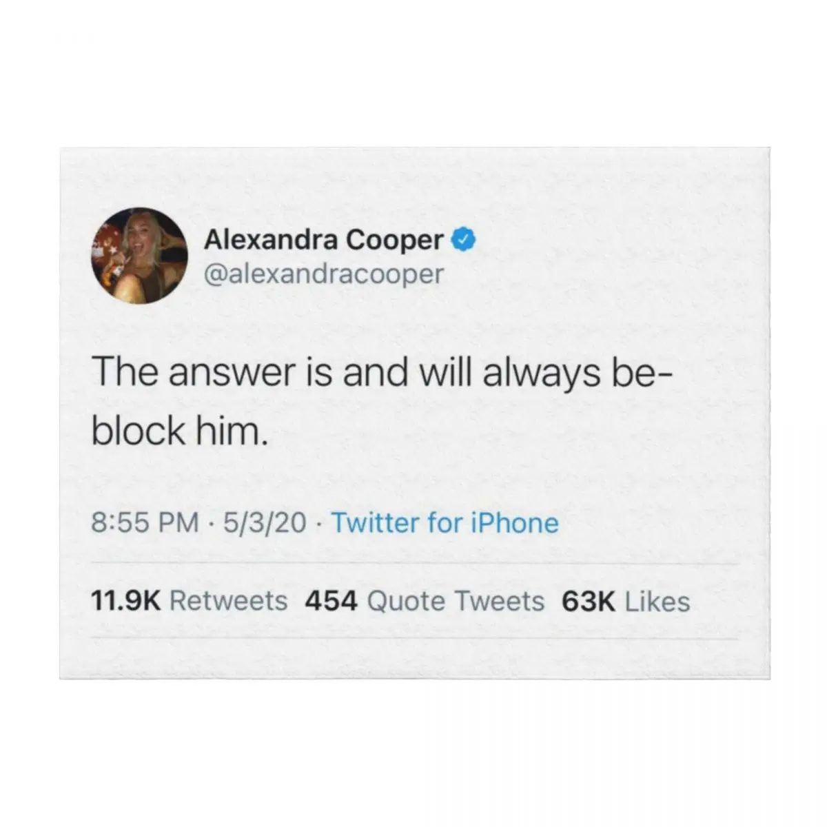 

The answer will always be block him Alex Cooper Tweet Call Her Daddy Throw Blanket Plush Retros Thins Blankets