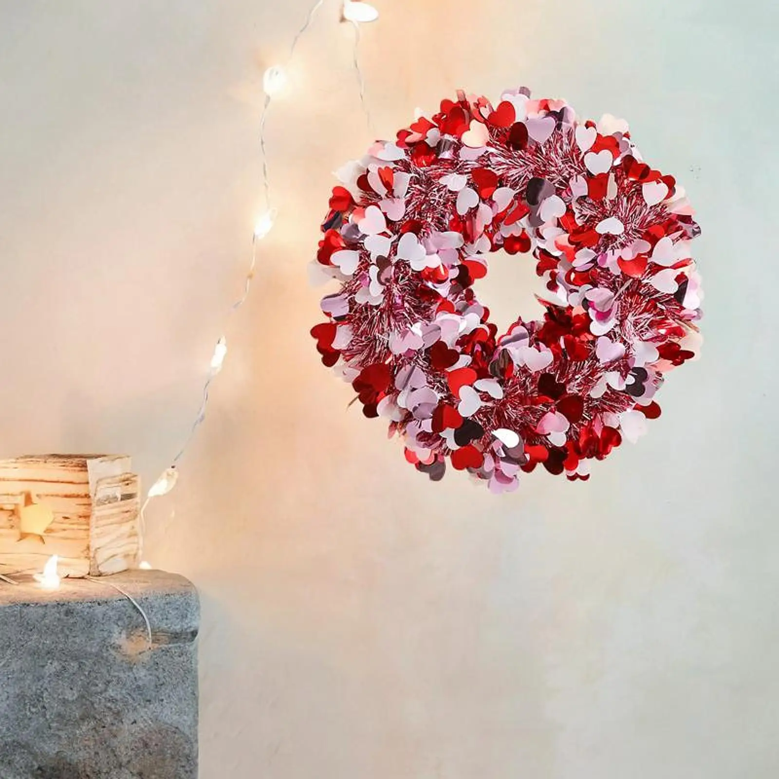 Valentines Day Wreath Festival Decor Romantic Hanging Garland Artificial Wreath for Birthday Living Rooms Anniversary Wedding