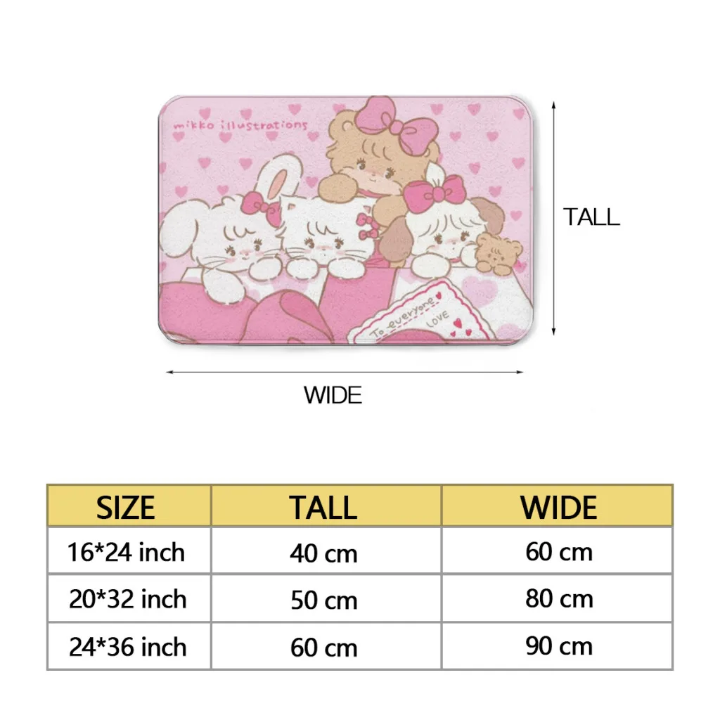 Japan Kawaii Cartoon Mikko Living Room Rug Carpet Flannel Slip Mat Decor Aesthetic Dressing