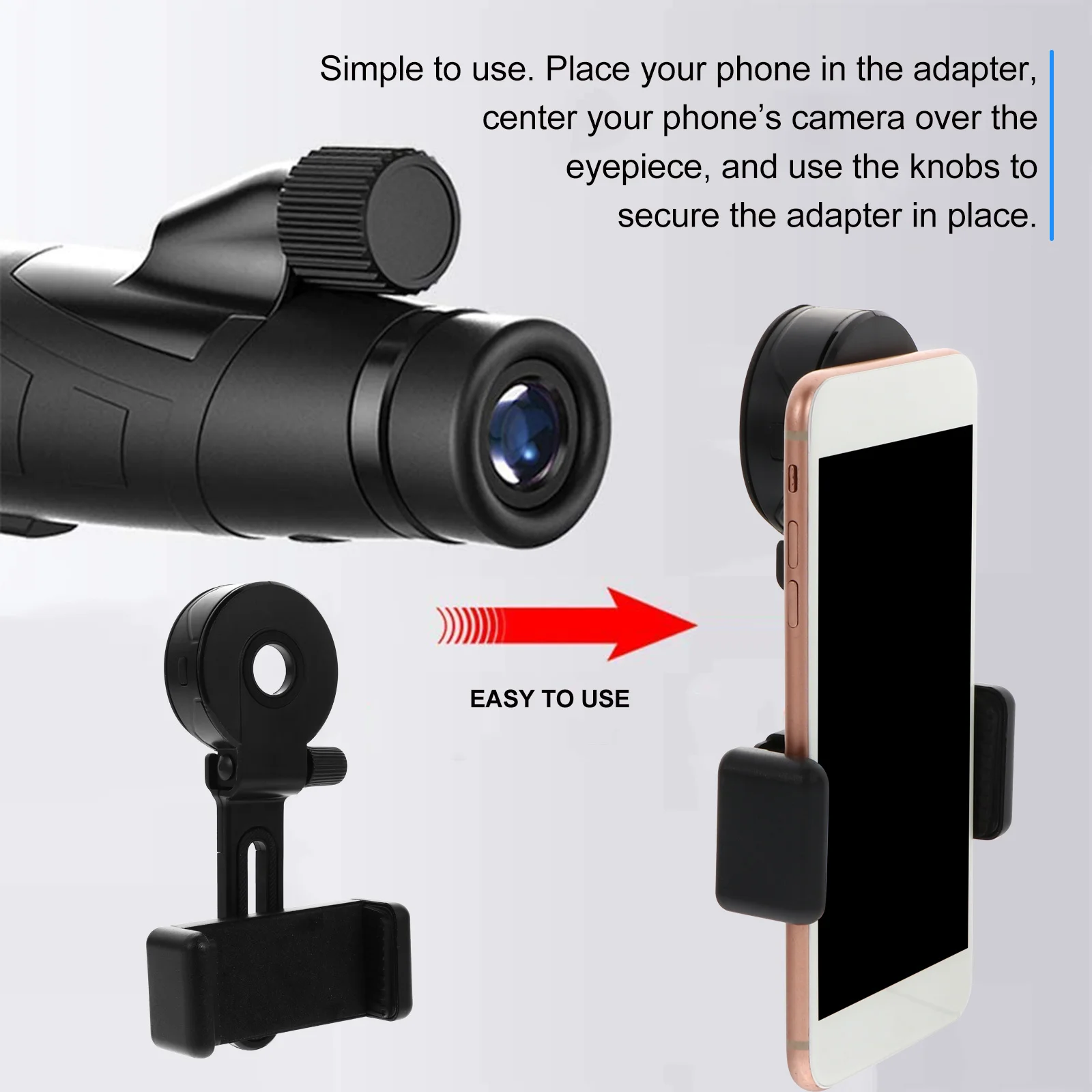 

Phone Mount Quick Photography Adapter For Binocular Monocular Small Phone Clip Telescope Holder Abs Secure Fit Easy Alignment