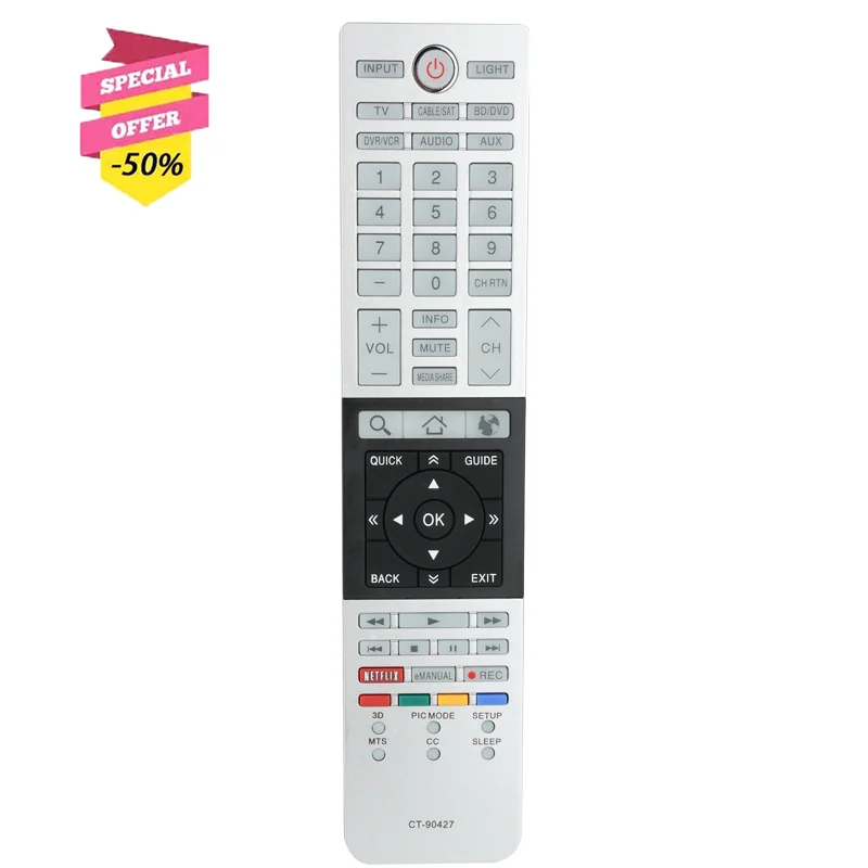 

CT-90427 Remote Control For Toshiba LED LCD TV 58L9300 65L9300 84L9300 58L7350U 58L9300U 65L7350U 65L9300U 84L9300U 58L9300UM