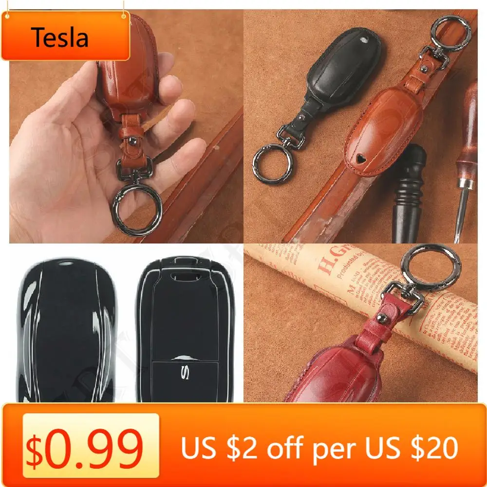 

Tesla подходит для Tesla Model 3 S Y Model3 ModelY ModelS 2018-2023, автомобильные аксессуары, модный кожаный чехол для ключей, брелок для ключей, авто брелок Bu