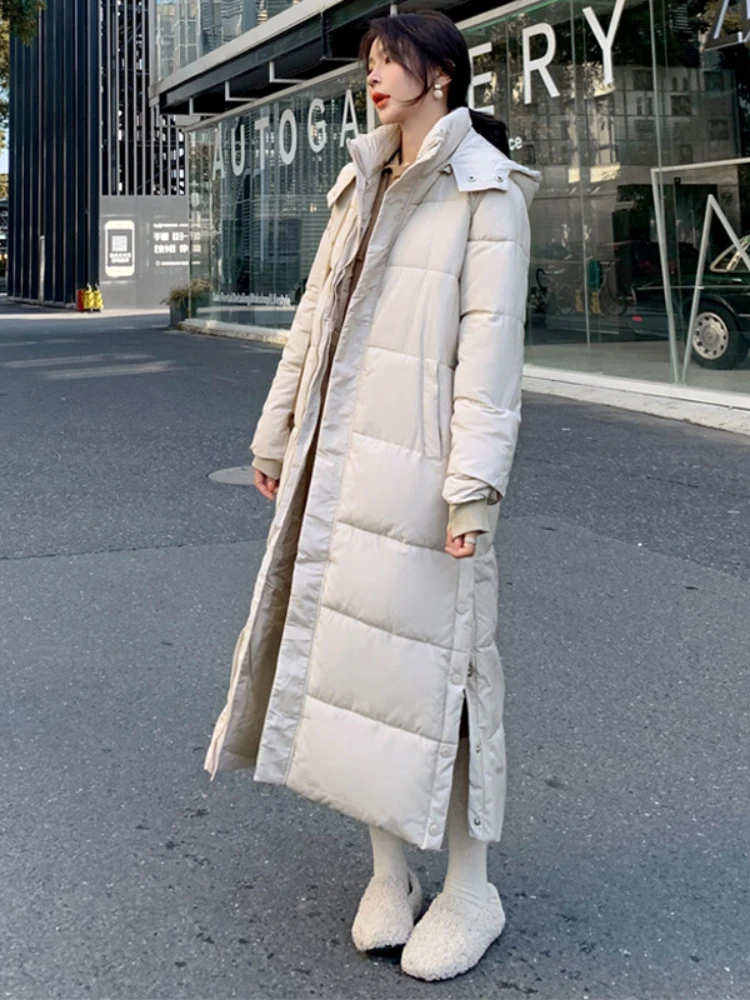 Muslim Women Winter Thick Parka Coat Women Hat Detachable Loose Long Over Knee Cotton Coat 2022 Coat Casual Comfort Ins Style