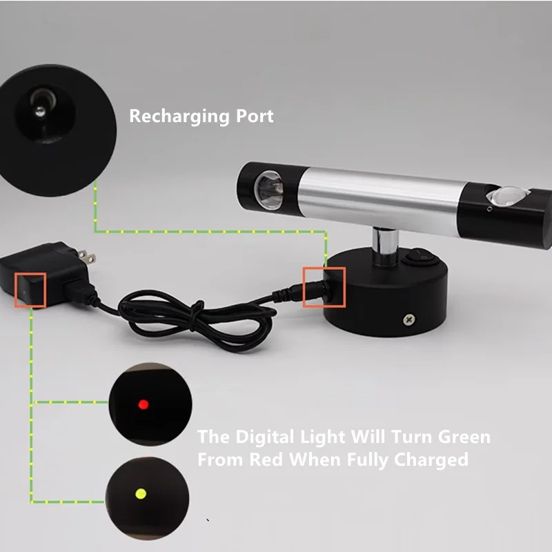 Wireless Rechargeable Rotatary Spot Light,2W/6W Switch Double Head Wall Magent Mounted Lamp,Background Painting Accent Projector